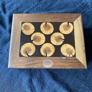 Vintage WM Fickinger Colleen Jenson Walnut & Mahogany Inlay Trinket Jewelry Box.